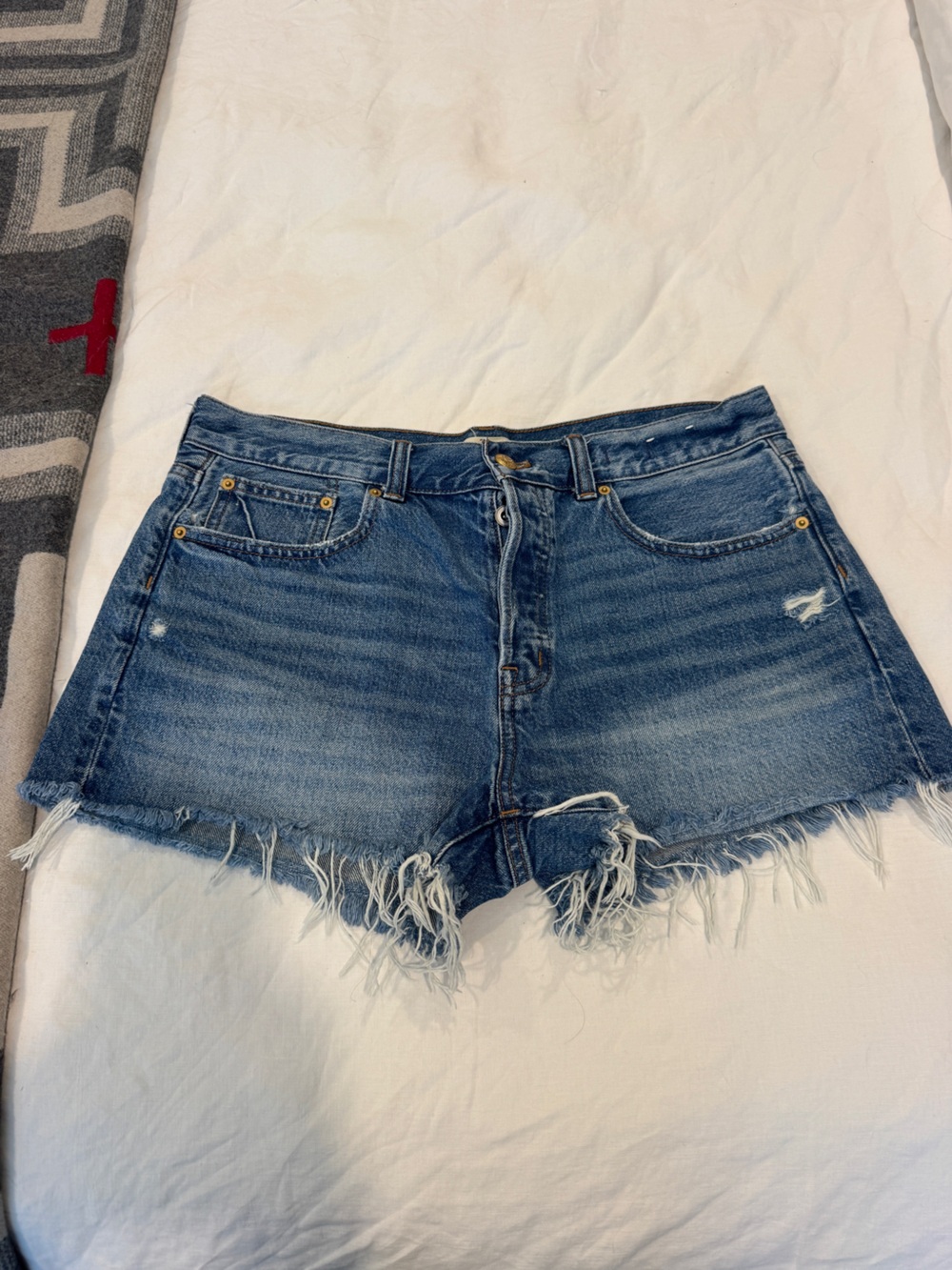 Madewell Brynn Buttonfly Distressed Denim Shorts Size 29